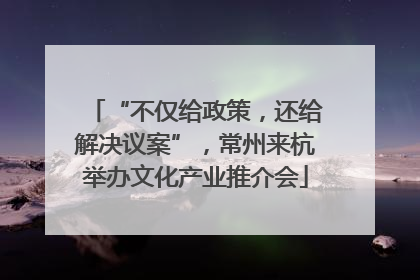 “不仅给政策，还给解决议案”，常州来杭举办文化产业推介会