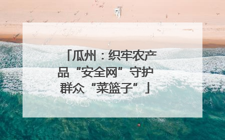 瓜州：织牢农产品“安全网”守护群众“菜篮子”