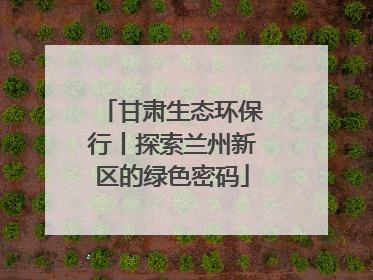 甘肃生态环保行丨探索兰州新区的绿色密码