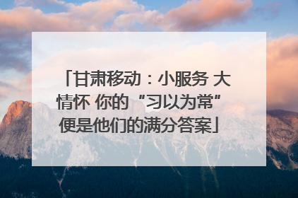 甘肃移动：小服务 大情怀 你的“习以为常”便是他们的满分答案
