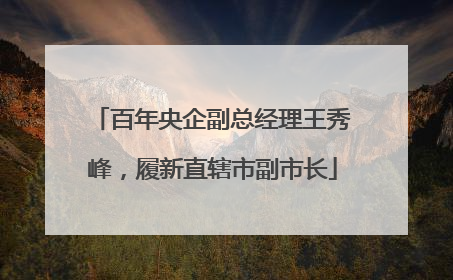 百年央企副总经理王秀峰，履新直辖市副市长
