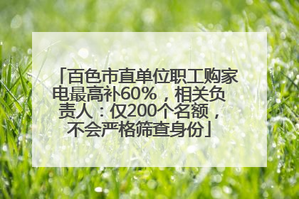 百色市直单位职工购家电最高补60％，相关负责人：仅200个名额，不会严格筛查身份