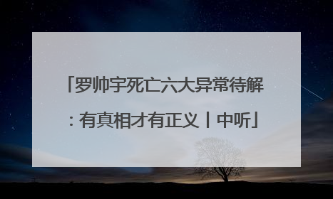 罗帅宇死亡六大异常待解：有真相才有正义丨中听
