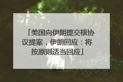 美国向伊朗提交核协议提案，伊朗回应：将按原则适当回应