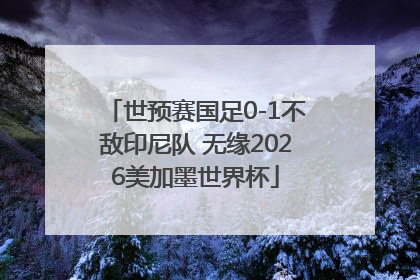 世预赛国足0-1不敌印尼队 无缘2026美加墨世界杯