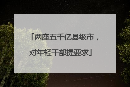 两座五千亿县级市，对年轻干部提要求