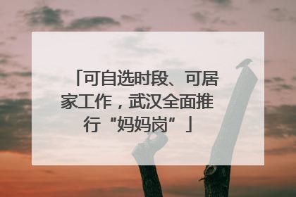 可自选时段、可居家工作，武汉全面推行“妈妈岗”