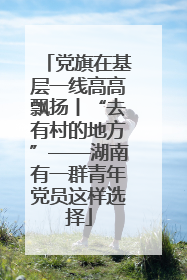 党旗在基层一线高高飘扬丨“去有村的地方”——湖南有一群青年党员这样选择