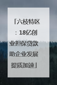六枝特区：18亿创业担保贷款助企业发展提质加速