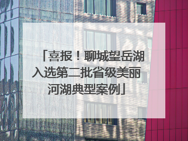 喜报！聊城望岳湖入选第二批省级美丽河湖典型案例