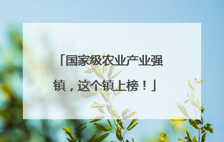 国家级农业产业强镇，这个镇上榜！