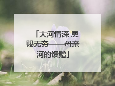 大河情深 恩赐无穷——母亲河的馈赠
