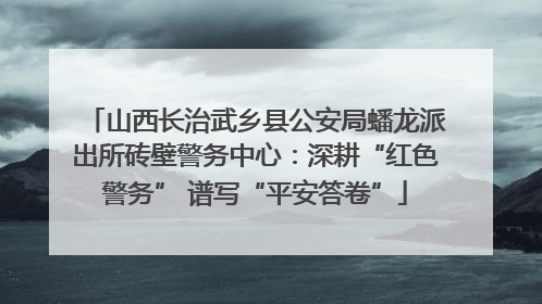 山西长治武乡县公安局蟠龙派出所砖壁警务中心：深耕“红色警务” 谱写“平安答卷”