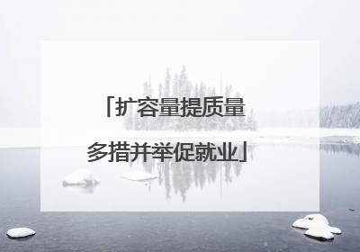 扩容量提质量 多措并举促就业