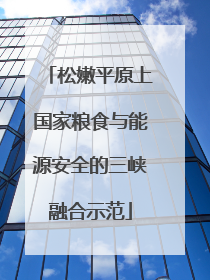 松嫩平原上国家粮食与能源安全的三峡融合示范