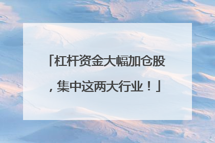 杠杆资金大幅加仓股，集中这两大行业！