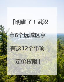 明确了！武汉市6个远城区享有这12个事项定价权限