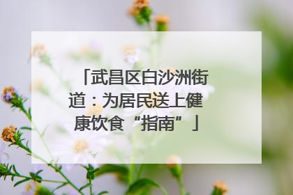 武昌区白沙洲街道：为居民送上健康饮食“指南”