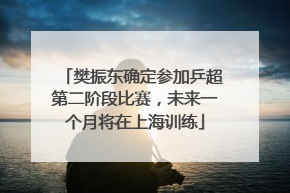 樊振东确定参加乒超第二阶段比赛，未来一个月将在上海训练