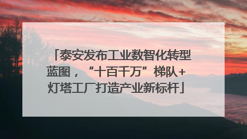 泰安发布工业数智化转型蓝图，“十百千万”梯队+灯塔工厂打造产业新标杆