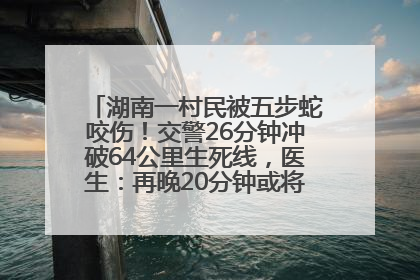 湖南一村民被五步蛇咬伤！交警26分钟冲破64公里生死线，医生：再晚20分钟或将呼吸肌麻痹