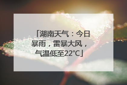 湖南天气：今日暴雨，雷暴大风，气温低至22℃