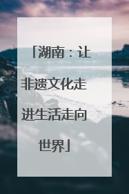 湖南：让非遗文化走进生活走向世界