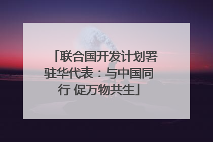 联合国开发计划署驻华代表：与中国同行 促万物共生