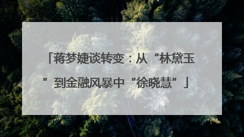 蒋梦婕谈转变：从“林黛玉”到金融风暴中“徐晓慧”