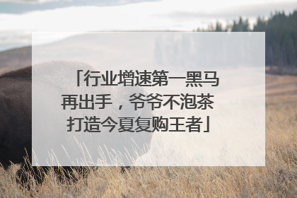 行业增速第一黑马再出手，爷爷不泡茶打造今夏复购王者