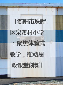 衡阳市珠晖区泉溪村小学：聚焦体验式教学，推动思政课堂创新