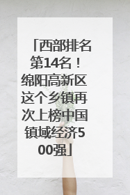 西部排名第14名！绵阳高新区这个乡镇再次上榜中国镇域经济500强