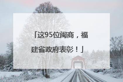 这95位闽商，福建省政府表彰！