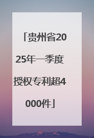 贵州省2025年一季度授权专利超4000件