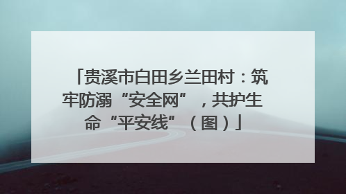 贵溪市白田乡兰田村：筑牢防溺“安全网”，共护生命“平安线”（图）