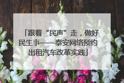 跟着“民声”走，做好民生事——泰安网络预约出租汽车改革实践