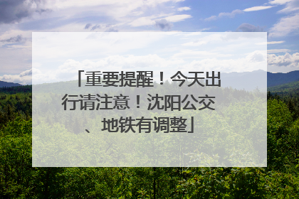 重要提醒！今天出行请注意！沈阳公交、地铁有调整