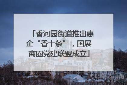 香河园街道推出惠企“香十条”，国展商圈党建联盟成立