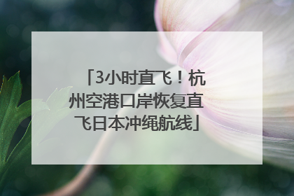3小时直飞！杭州空港口岸恢复直飞日本冲绳航线